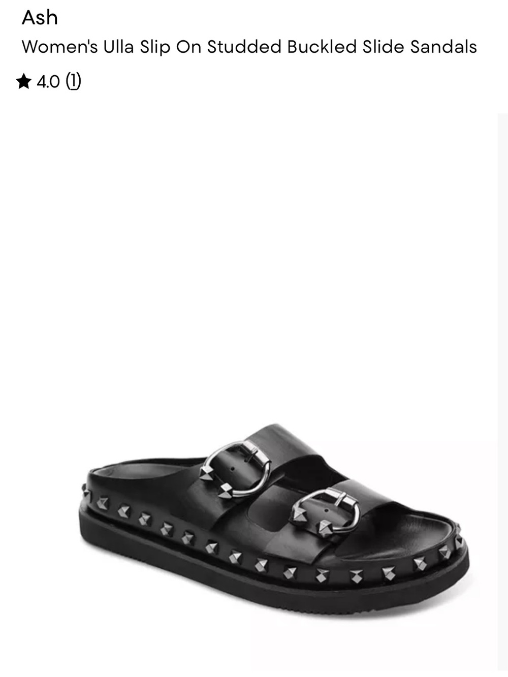 Ash Black Studded Double-Buckle Slide Sandals - Picture 2 of 5